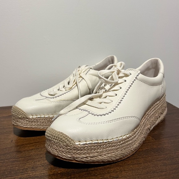Women's Cream Platform Espadrille Sneakers - Picture 1 of 4